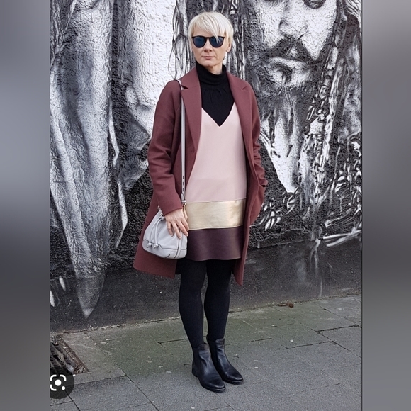 Zara faux leather dress pink gold budghundy, S NWYt - Picture 11 of 11